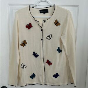 Beautiful Cream Sweater with Butterfly Accents
